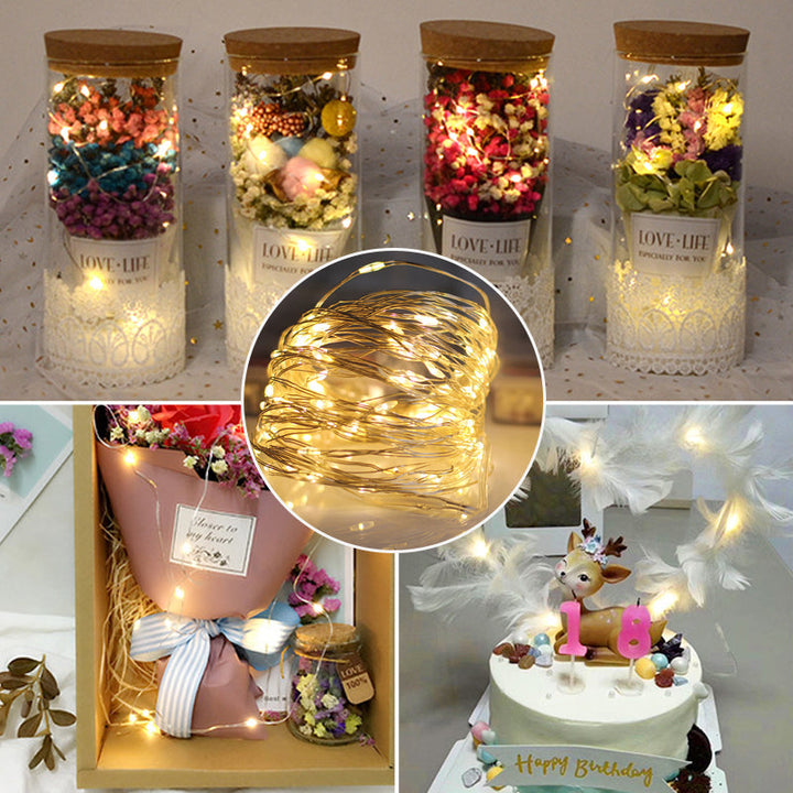 "Jul ljusslinga med koppartråd, USB-kontroll och stjärndice effekter, perfekt för vinterdekoration och feststämning."