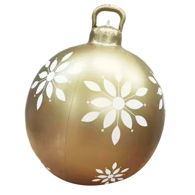 "Juldekoration uppblåsbar utomhusboll i PVC, 60 cm, röd och vit med stjärnmönster, perfekt för julstämning i trädgården."