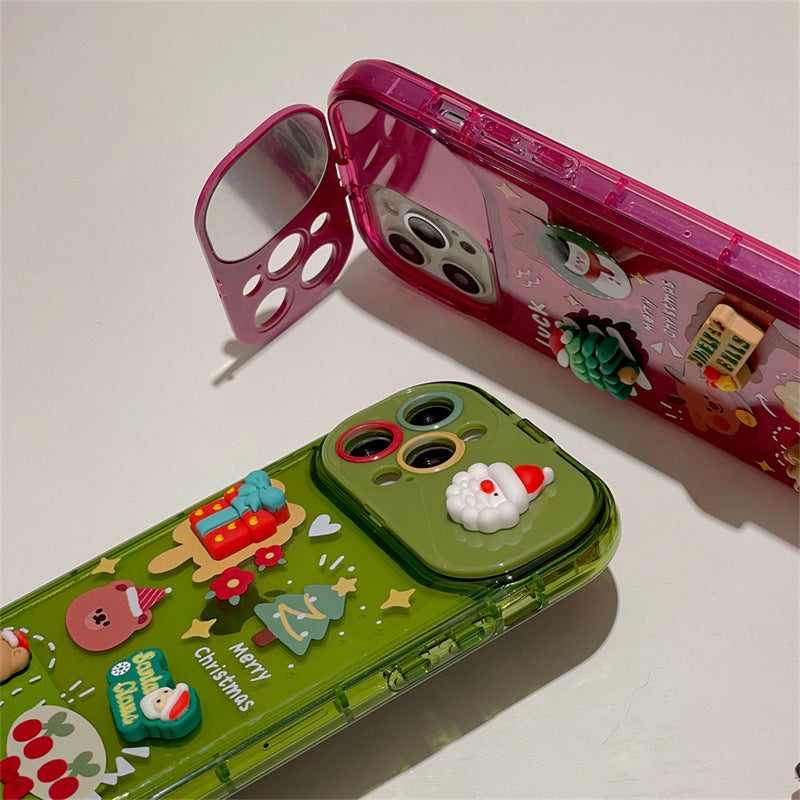 "Julgran-ängel iPhone-skal med spegel, elegant guld- och vitdesign, passar iPhone; reflekterande yta och slitstarkt skydd."