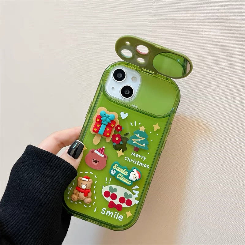 "Julgran-ängel iPhone-skal med spegel, elegant guld- och vitdesign, passar iPhone; reflekterande yta och slitstarkt skydd."