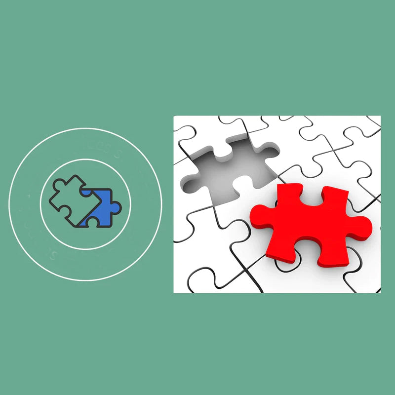 "Julkalender för vuxna med 1000-bitars pussel, visar en detaljrik julbrasa, perfekt för festlig nedräkning."