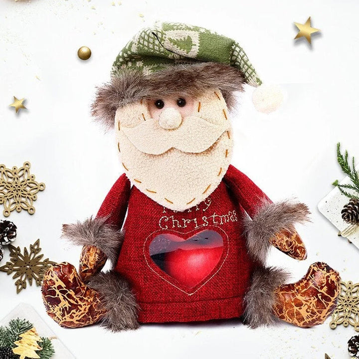 "Julklappspåsar med dragkedja, snögubbar och tomtenissar, i robust tyg, för dekorativ och säker julklappsinslagning."