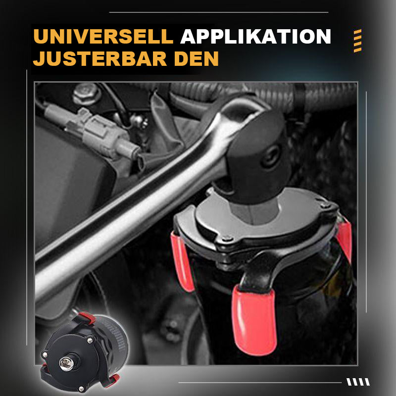 "Justerbar 3-käft oljefilternyckel i robust stål, användbar för bilar och motorcyklar, med smart greppdesign."