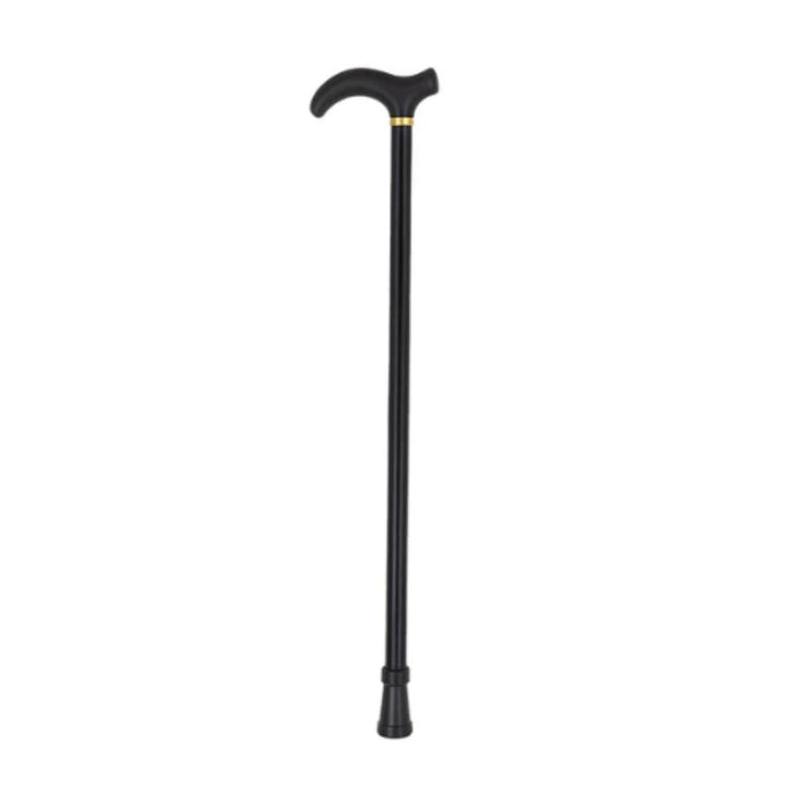 Justerbar aluminiumkäpp med ergonomiskt handtag och halkskydd för äldre och rehab, ger stabilitet.