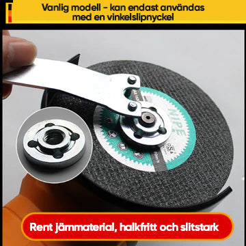"Justerbar Easylock mutter i kolstål för vinkelslip, kompakt och hållbar. Perfekt för polering och skärning."