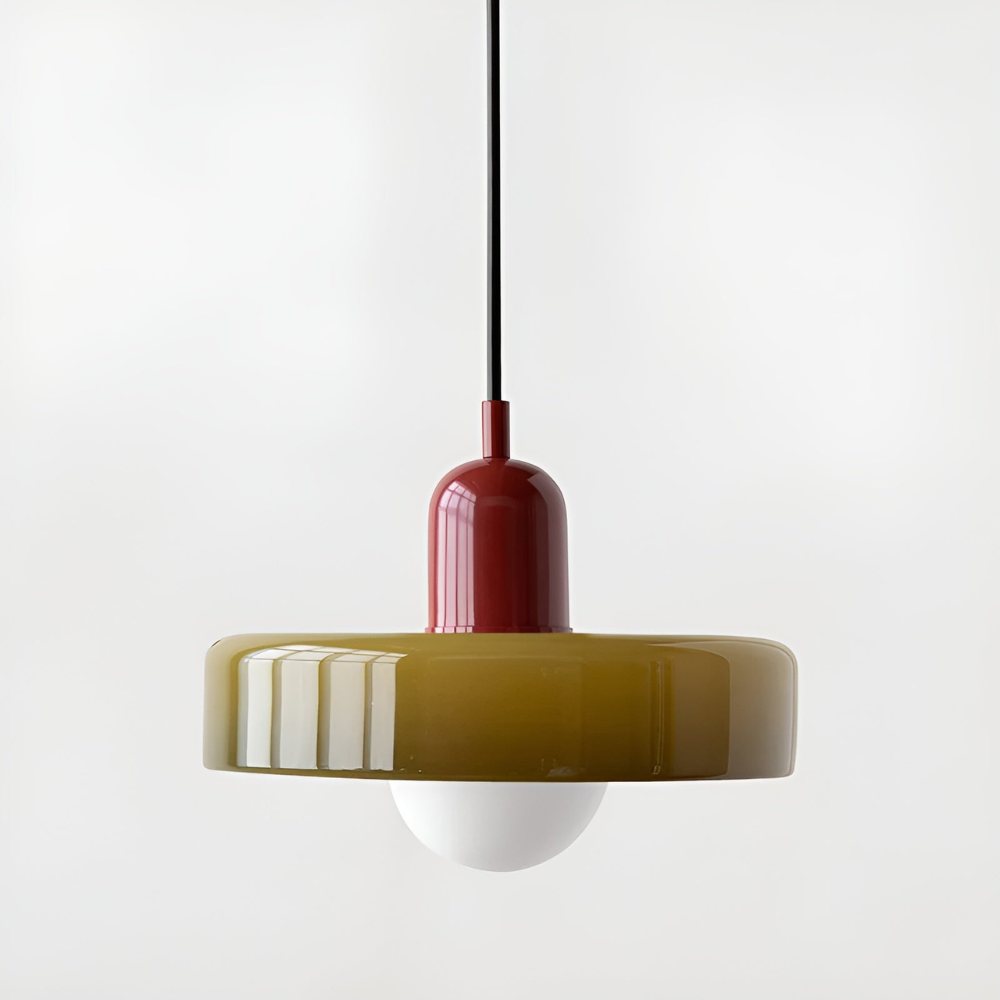 Justerbar glaslampa, taklampa, elegant design. Mjukt ljus, modern inredning.