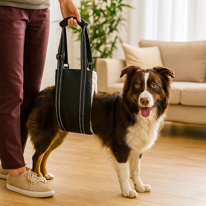 Komfortabel hundsele, justerbar för optimal passform. Perfekt djurvård för ökad rörlighet hos seniorhundar.