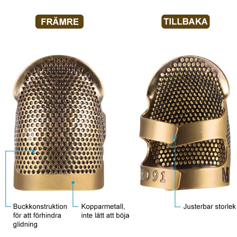 "Justerbar kopparfingerborg för sömnad, skyddande, greppvänlig design, perfekt för hantverk och quilting."