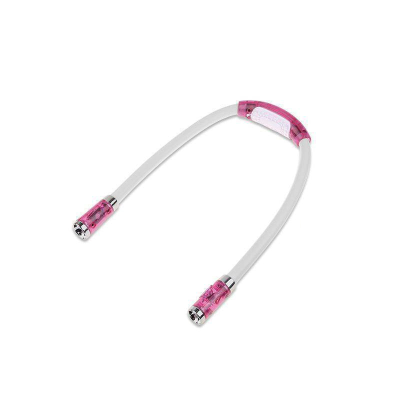 Justerbar LED-läshalslampa med ergonomisk design, handsfree, tre ljusstyrkor, perfekt för läsning och hantverk.