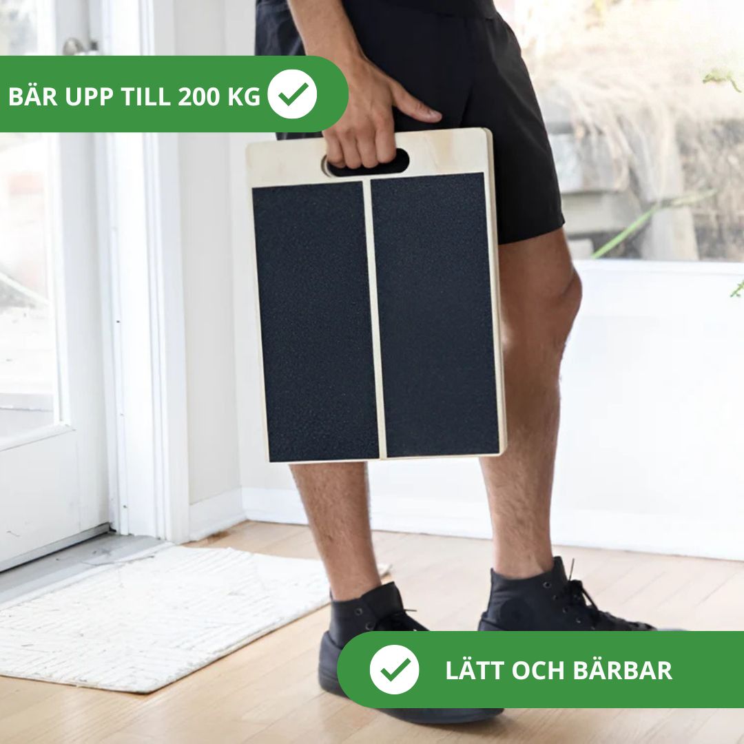 Elegant lutningsbräda i massivt trä, designad för stretching, rörlighet och återhämtning i hemmet.