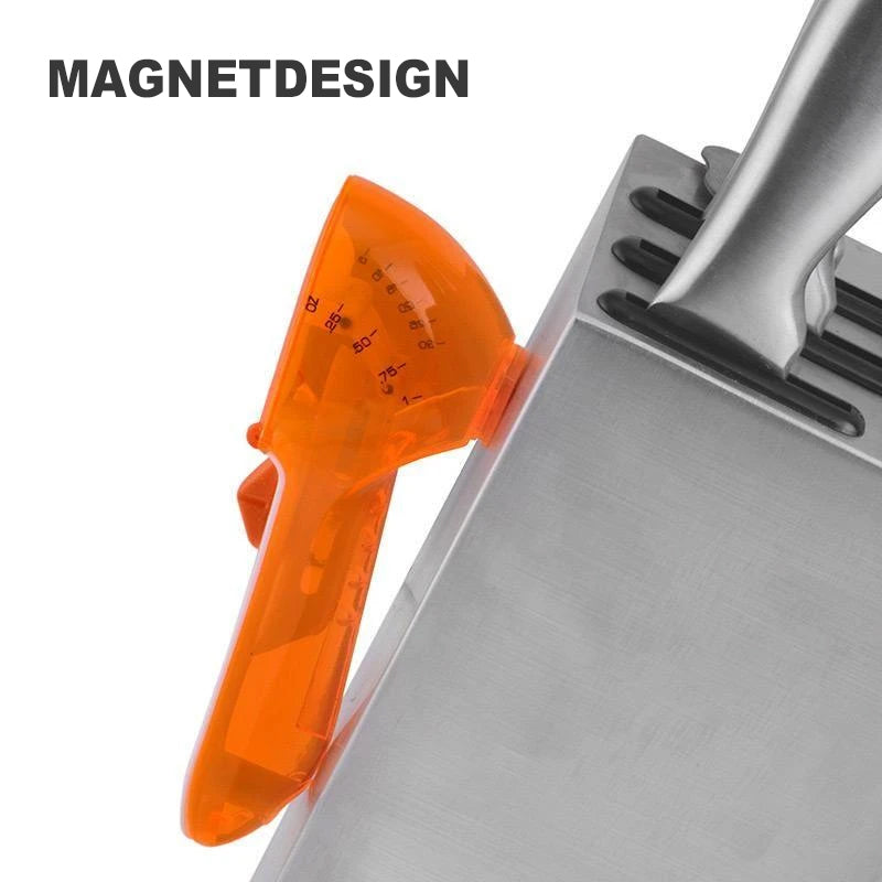 "Justerbar måttsked för kök med ergonomisk design och grön färg, perfekt för exakt mätning i matlagning och bakning."