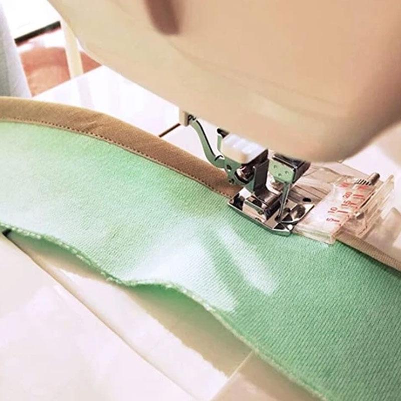 "Justerbar multifunktionell symaskin presserfot i metall och plast för precisionssömnad, enkel snap-on installation."