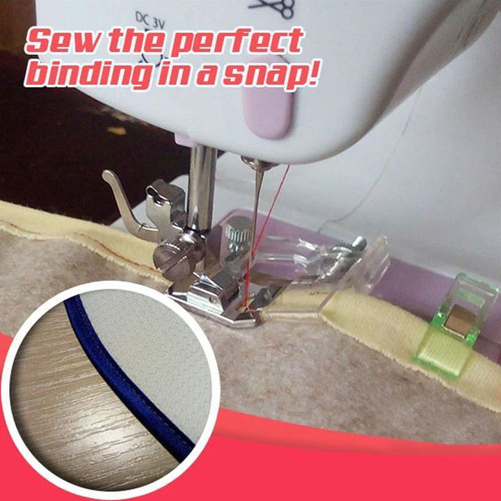 "Justerbar multifunktionell symaskin presserfot i metall och plast för precisionssömnad, enkel snap-on installation."