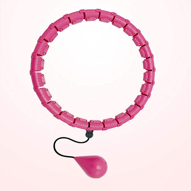 "Justerbar rosa och lila hula hoop i plast, 24 sektioner, för effektiv hemmaträning mot kaloriförbränning."