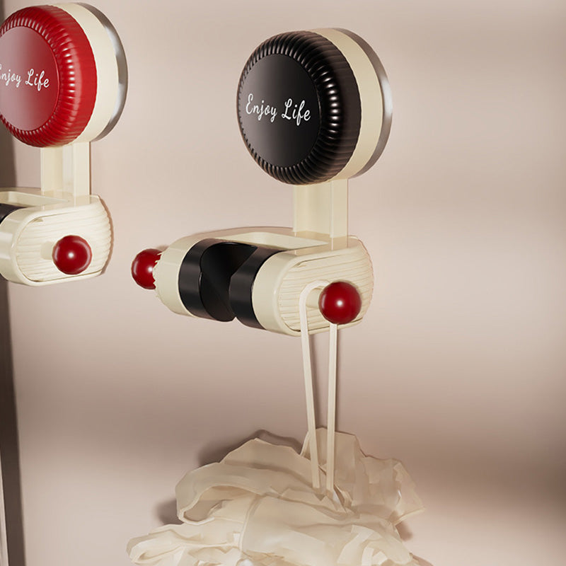 "Justerbar roterande duschhållare, vit, med sugkopp för enkla, verktygsfria installationer på släta ytor i badrummet."