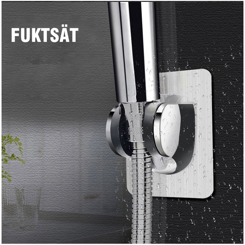 "Justerbar självhäftande duschhuvudshållare i silver, silverfärgad, modern design, utan borrning, fästning på släta ytor."
