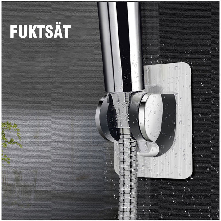 "Justerbar självhäftande duschhuvudshållare i silver, silverfärgad, modern design, utan borrning, fästning på släta ytor."