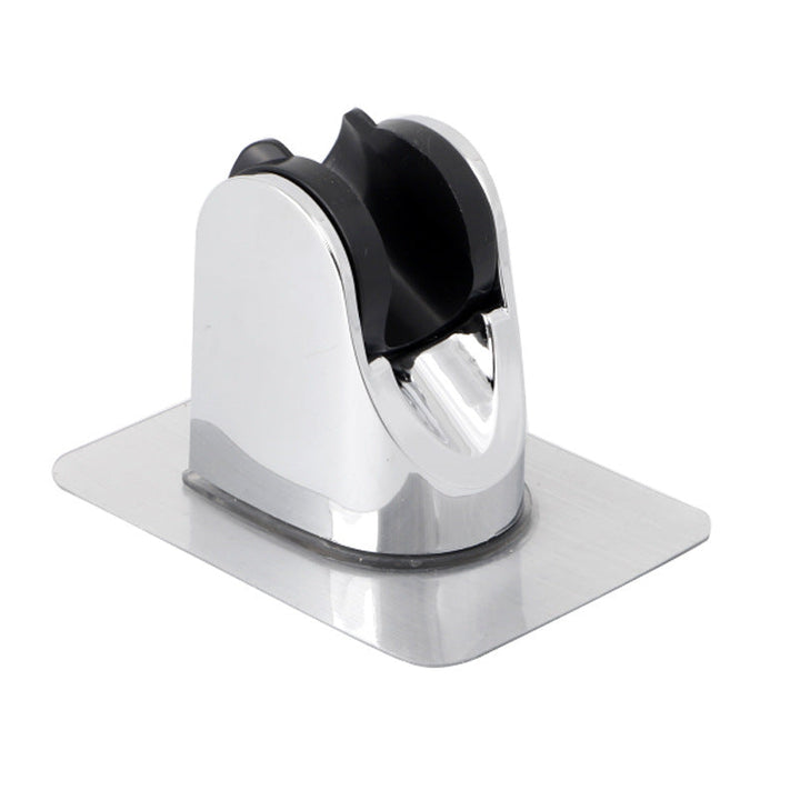 "Justerbar självhäftande duschhuvudshållare i silver, silverfärgad, modern design, utan borrning, fästning på släta ytor."