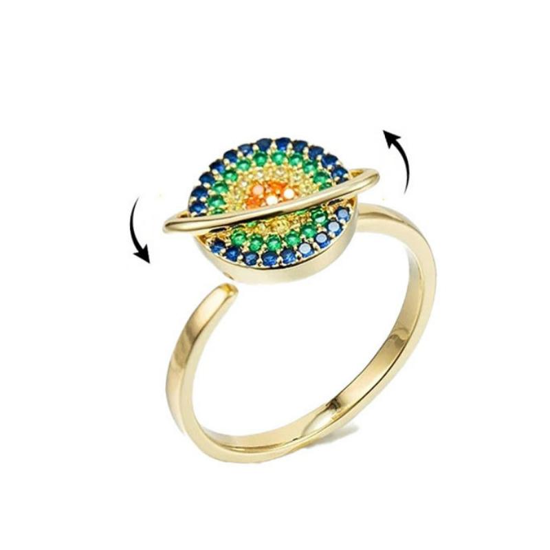 "Justerbar snurrande Galaxy ångestlindrande ring, unisex design, galaxmotiv med roterbar stendetalj"