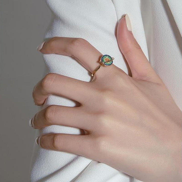 "Justerbar snurrande Galaxy ångestlindrande ring, unisex design, galaxmotiv med roterbar stendetalj"