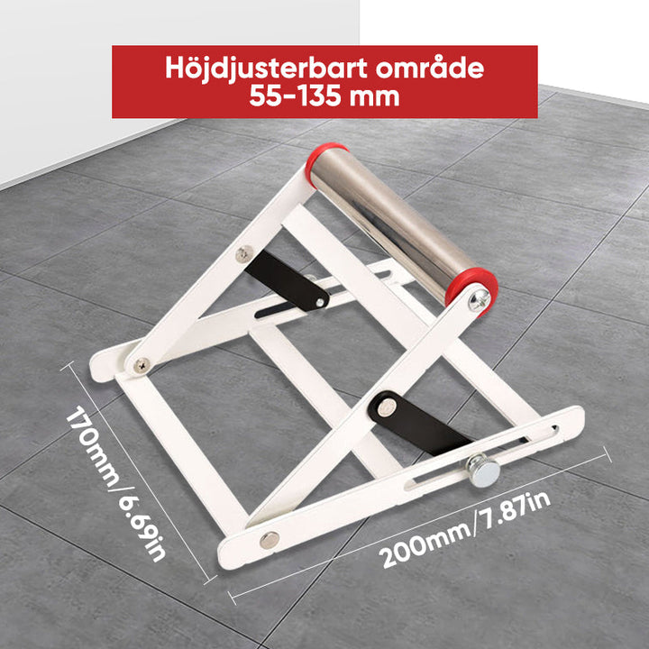 "Justerbar stödram för skärmaskin, rostfritt stål, höjdjustering 55-135mm, vikbar design, säkerhet och stabilitet"