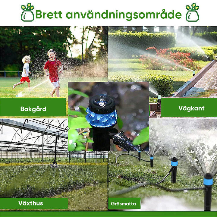 Justerbar trädgårdsbevattningsset i blå PVC, enkel installation med droppbevattning för exakt växthantering utomhus.