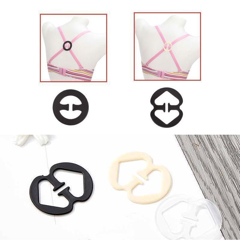 "Justerbar unisex bh-bands döljar i plast, rund och 8-formad; finns i svart, vit, beige, för racerback klänningar."