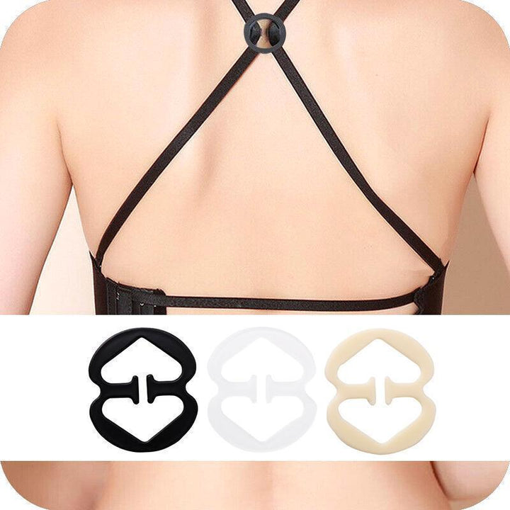"Justerbar unisex bh-bands döljar i plast, rund och 8-formad; finns i svart, vit, beige, för racerback klänningar."