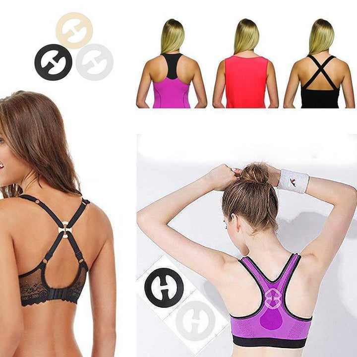 "Justerbar unisex bh-bands döljar i plast, rund och 8-formad; finns i svart, vit, beige, för racerback klänningar."