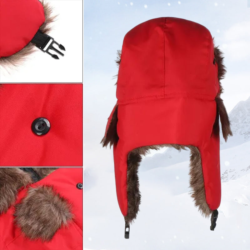 Justerbar varm fleece mössa i olika färger, vindtät och mjukt fodrad för komfort och skydd under kalla dagar.