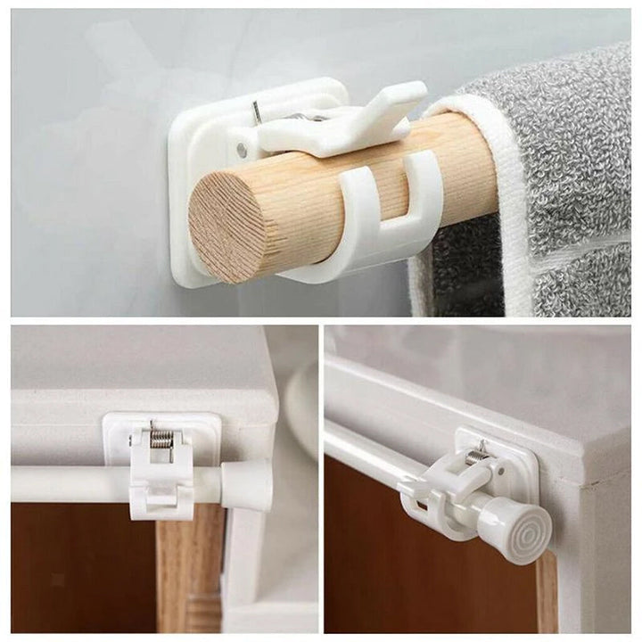 Justerbara självhäftande gardinstångshållare, 2-pack, vita med starka 3M remsor, justerar olika storlekar, utan borrning.