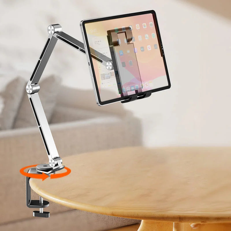 Ergonomiskt justerbart enhetsstativ i silver aluminium för telefon & surfplatta, optimerar visningsvinkeln.