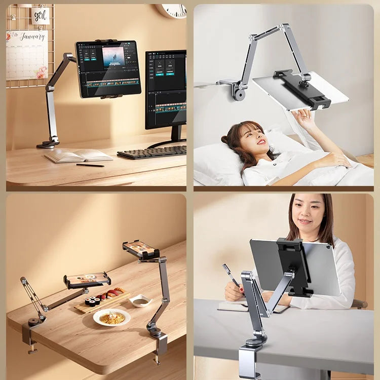 Flexibelt telefon- & surfplattestativ i aluminium med 360° rotation för perfekt bild.