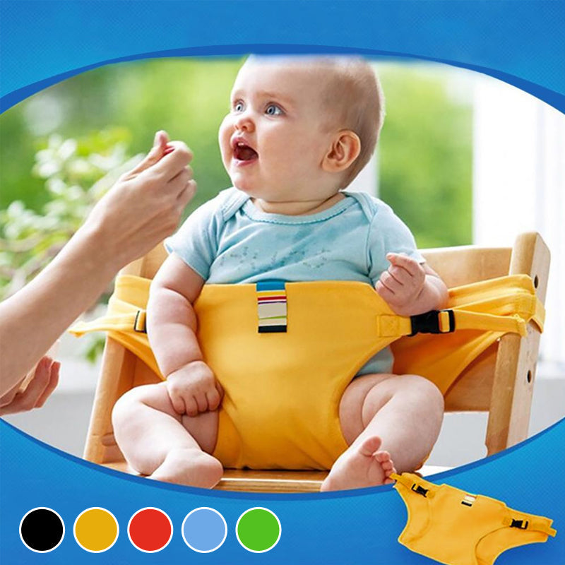 Justerbart babysäkerhetsbälte för stolar, grönt och portabelt, förvandlar stolar till säkra platser för barn.