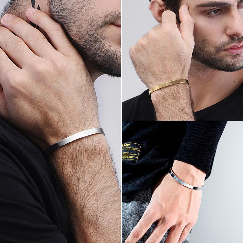 Justerbart damarmband i rostfritt stål med personlig gravyr, elegant design och justerbar passform, för kvinnors accessoarer.