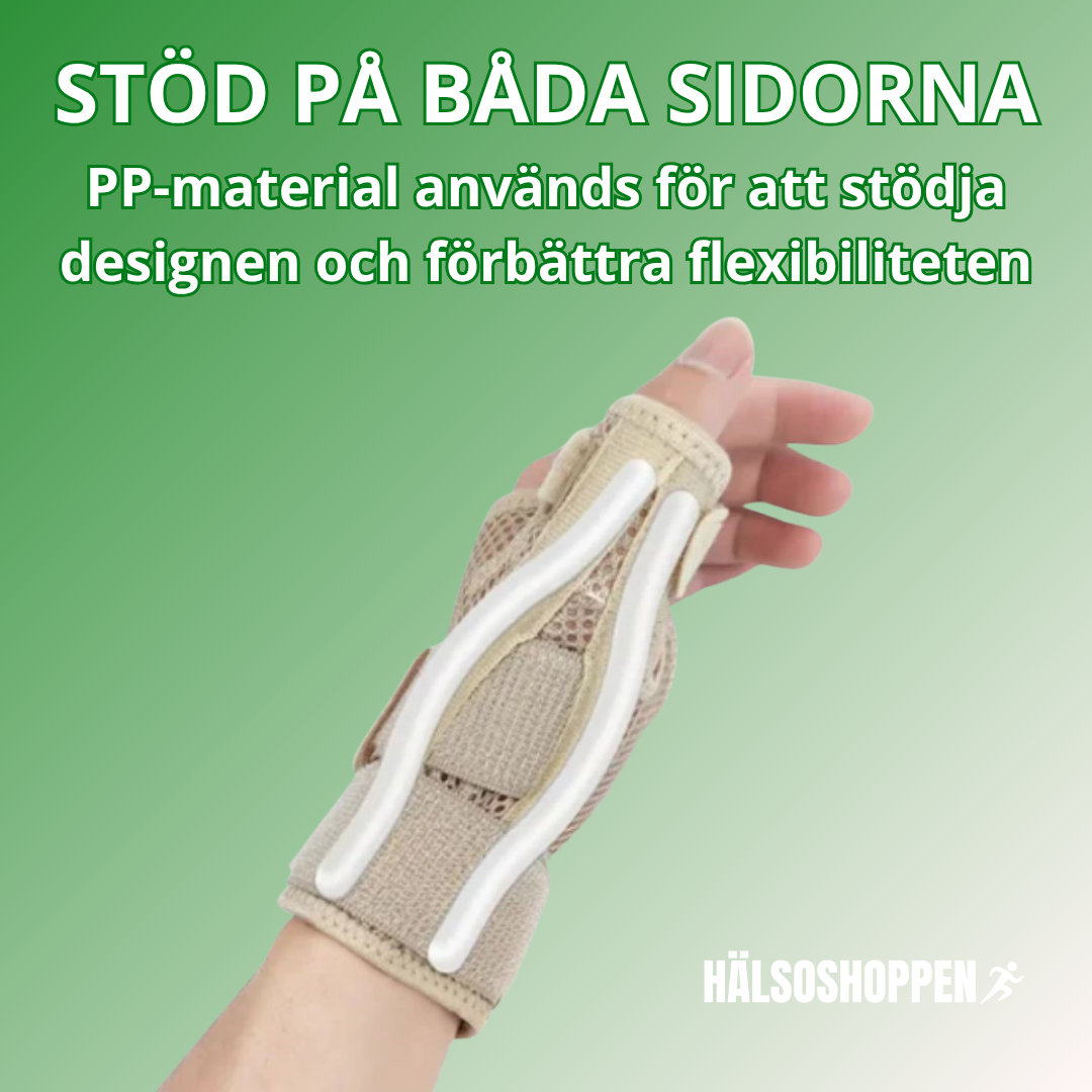 Ergonomiskt handledsskydd med tumgrepp. Ger smärtlindring och support för träning, sport och vardag.