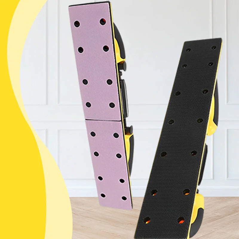 Justerbart handslipverktyg med roterande handtag för trä- och metallbearbetning, ergonomisk design, lätt och bekvämt grepp.