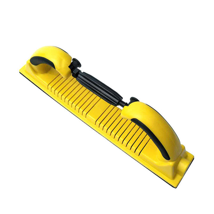 Justerbart handslipverktyg med roterande handtag för trä- och metallbearbetning, ergonomisk design, lätt och bekvämt grepp.