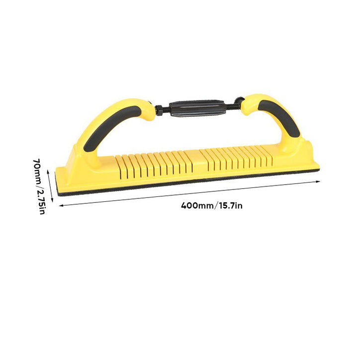 Justerbart handslipverktyg med roterande handtag för trä- och metallbearbetning, ergonomisk design, lätt och bekvämt grepp.