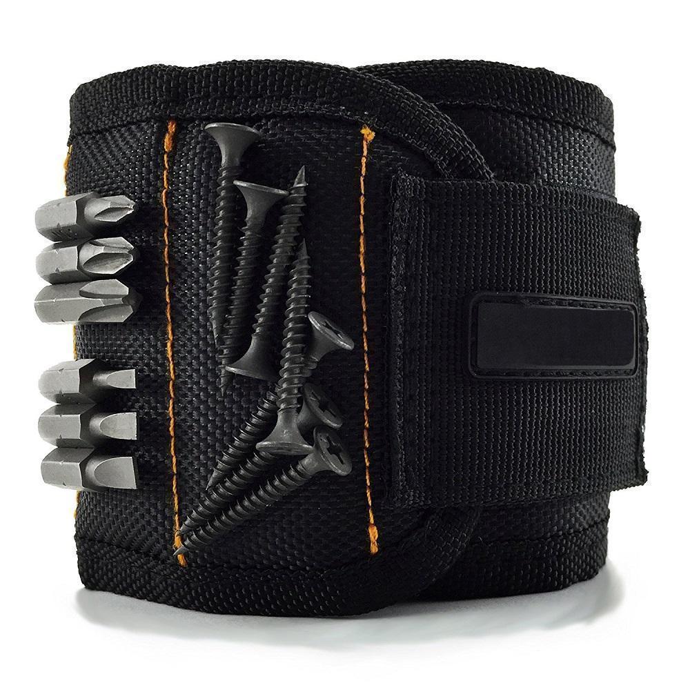 "Justerbart magnetiskt armband med 10 starka magneter, perfekt för att hålla verktyg och smådelar vid DIY-arbete."