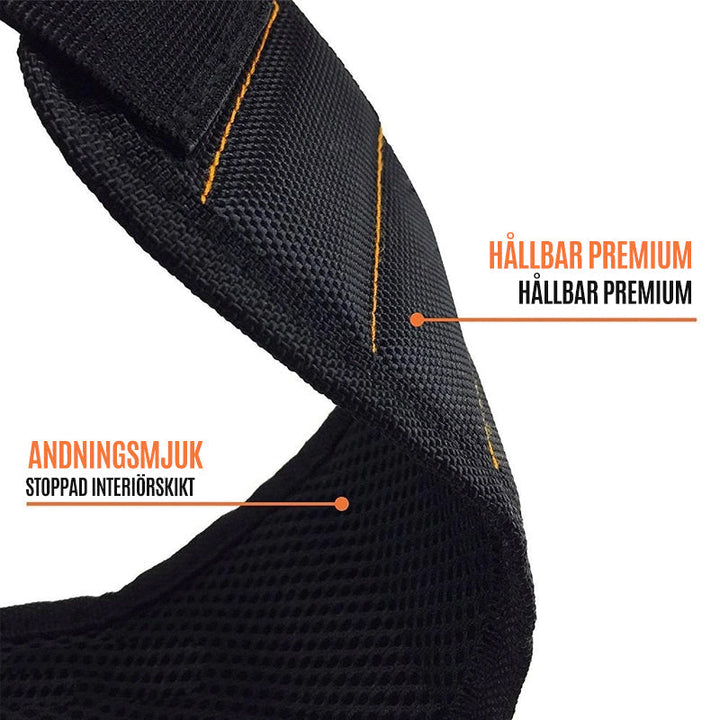 "Justerbart magnetiskt armband med 10 starka magneter, perfekt för att hålla verktyg och smådelar vid DIY-arbete."