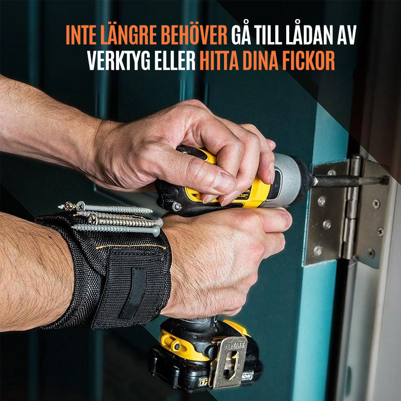 "Justerbart magnetiskt armband med 10 starka magneter, perfekt för att hålla verktyg och smådelar vid DIY-arbete."