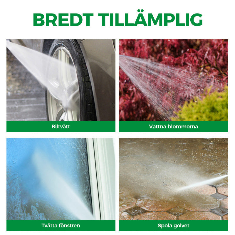 Justerbart mässingsmunstycke för trädgård, justera spray från fin till stråle. Robust material och läckagefri design.