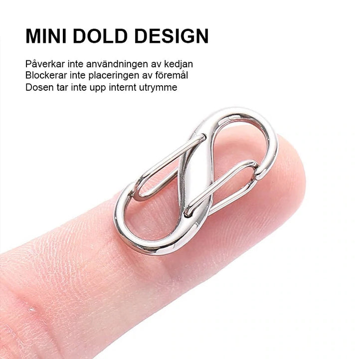 "Justerbart metallspänne för kedjeväska i silver, flera färger tillgängliga, stilren och säker lösning för väskor."