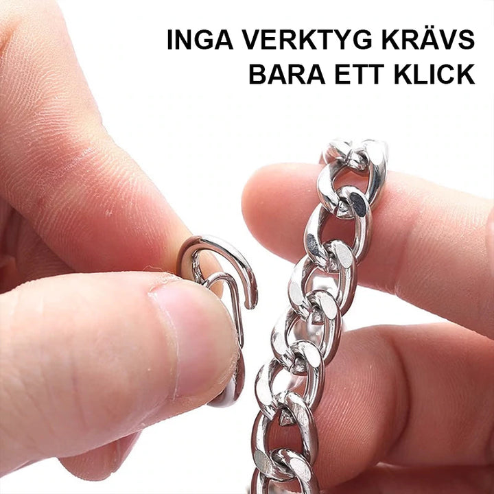 "Justerbart metallspänne för kedjeväska i silver, flera färger tillgängliga, stilren och säker lösning för väskor."