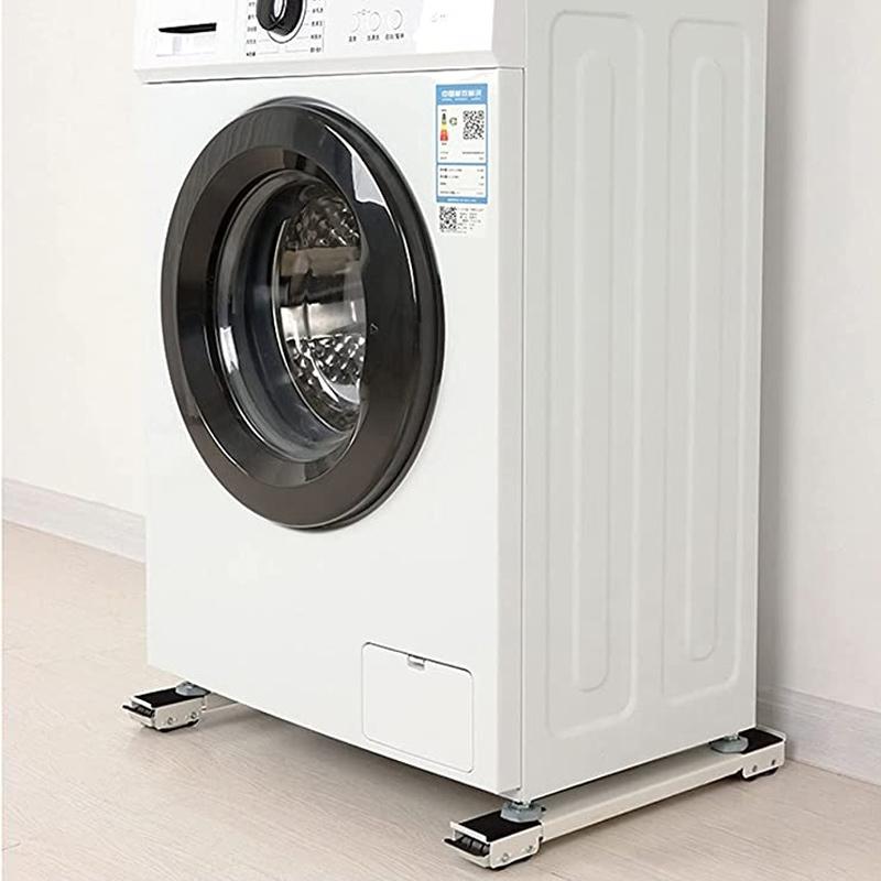 "Justerbart skjuthjul i grå plast och metall, perfekta för att flytta tunga hushållsapparater enkelt och skydda golv."