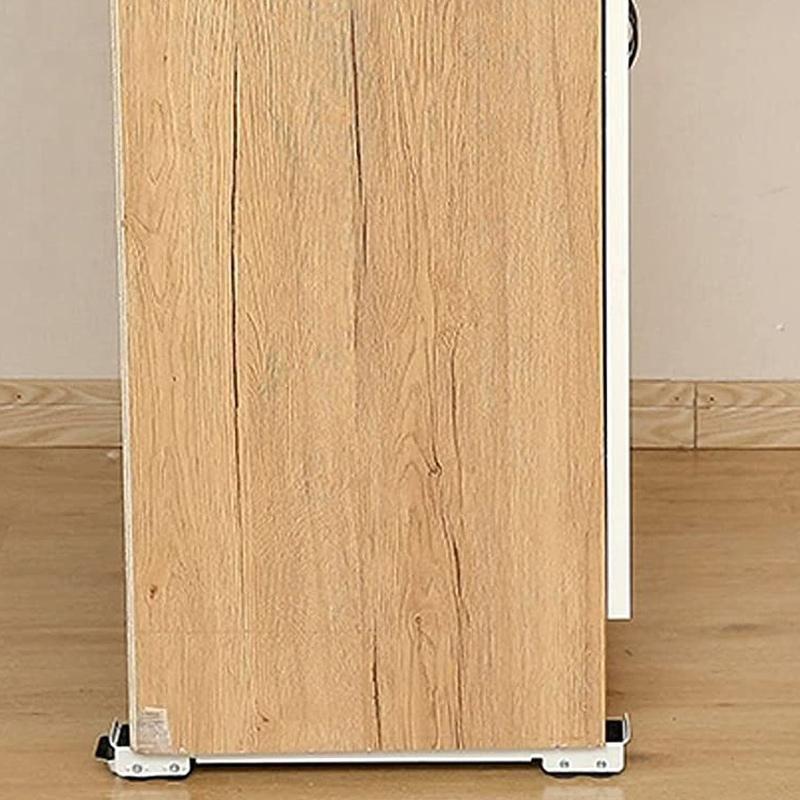 "Justerbart skjuthjul i grå plast och metall, perfekta för att flytta tunga hushållsapparater enkelt och skydda golv."