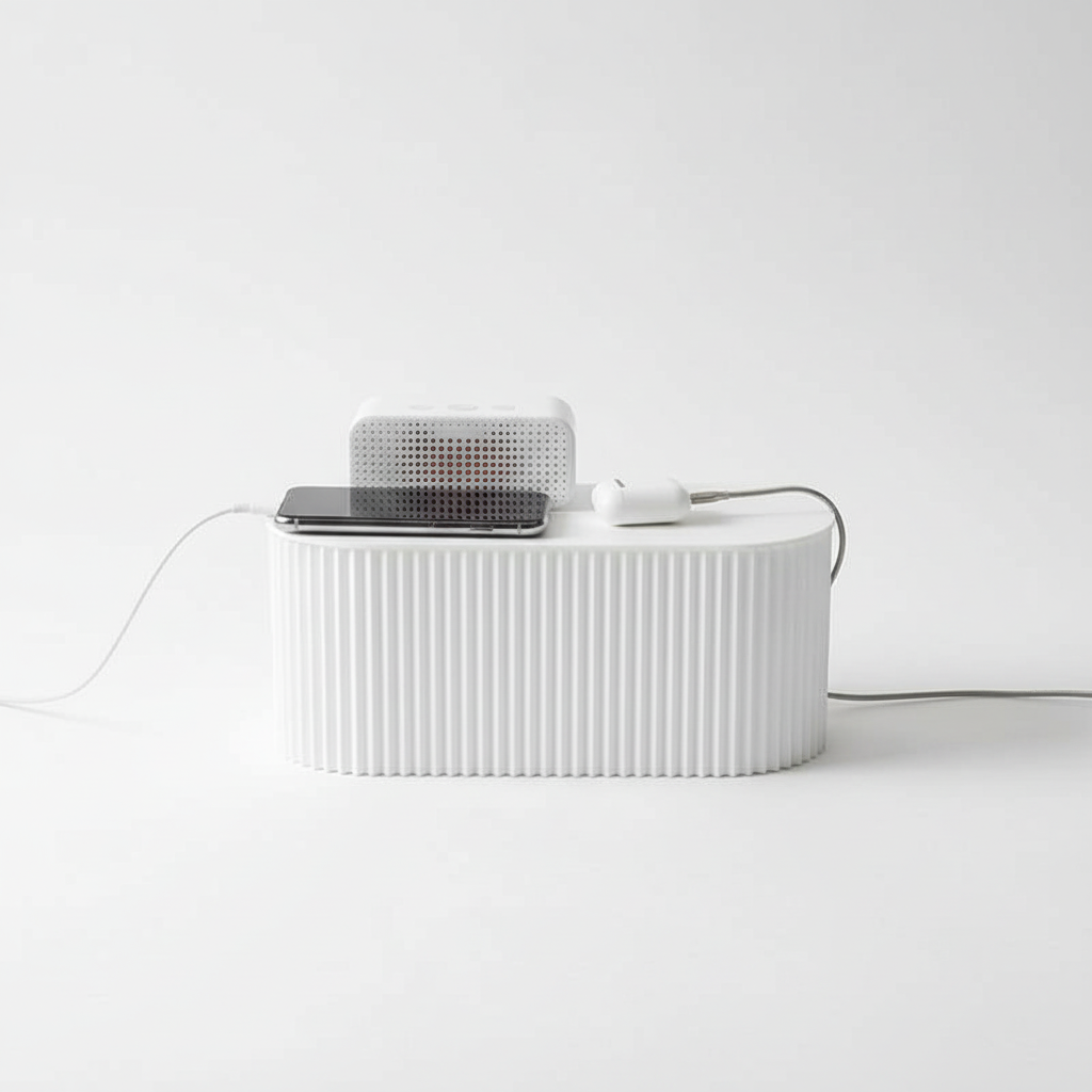 Minimalistisk kabeldöljare som skapar ordning och ett visuellt lugn. Perfekt för modern kabelhantering i alla rum.