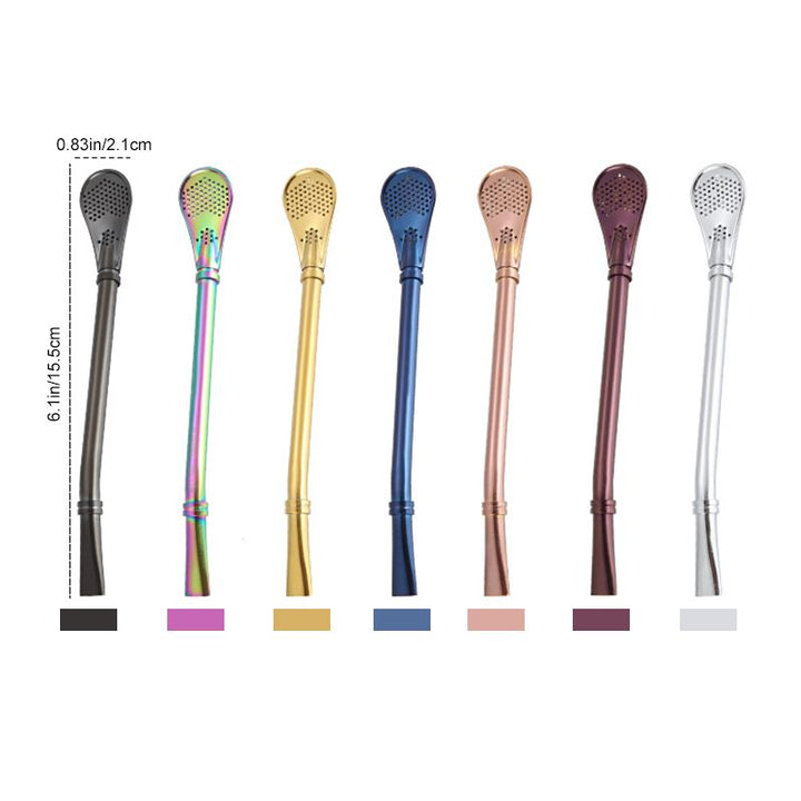 "Kaffesked dricksrör i rostfritt stål med elegant design, nyans av silver, multifunktionell för drycker i kök."