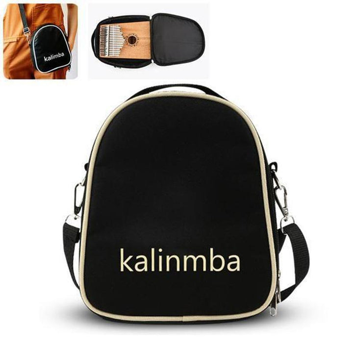 "Kalimba Tumb Piano i mahognyträ med 17 tangenter, bärbart musikinstrument, handhållet, elegant design och varmt ljud."